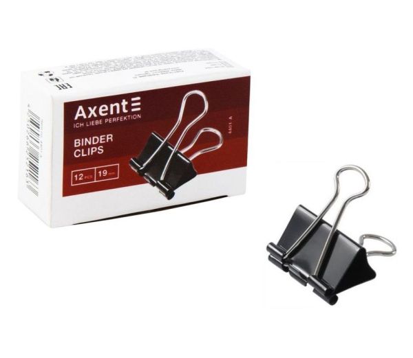 Затиск для паперу 19мм Axent 4401-a 12/300шт/уп