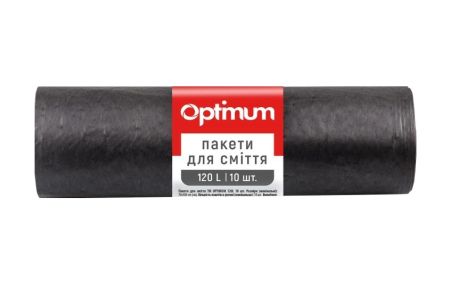 Пакет для мусора 120л 70*100 10шт сверхпрочный черный OPTIMUM 34шт/уп 16118250