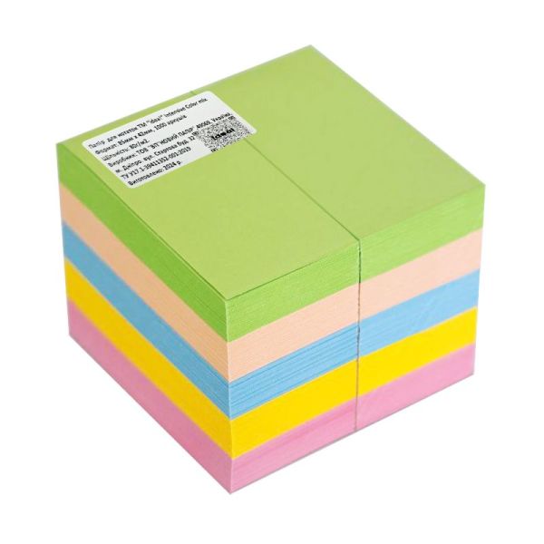 Папір для нотаток 85мм*85мм*50мм idea! Intensive Colour mix склеєний на картонній підкладці