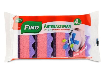 Губка кухонная 4шт Fino антибактериальная 18шт/уп 8571052303