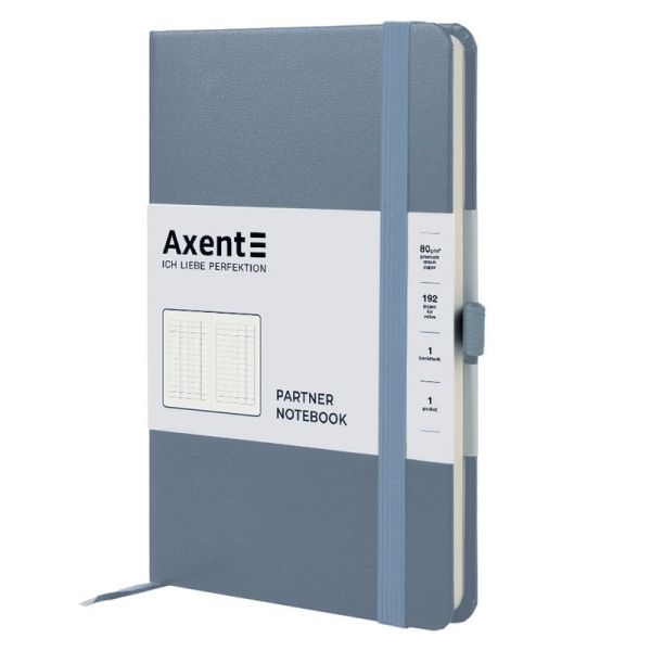 Книга записна Partner 125*195мм 96 арк. клітинка на гумці Axent 8201-62 сіра
