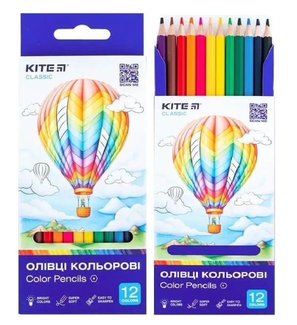 Олівці кольорові  12кольорів Kite Classic К-051 12/144шт/уп