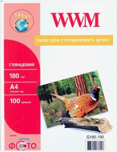 Бумага фото WWM А4 180г/м глянцевая 100л