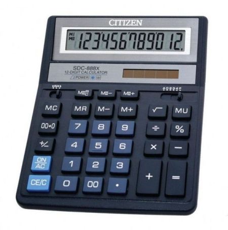 Калькулятор CITIZEN SDC-888 ХBL 12р 203х158х31мм синий 40шт/уп