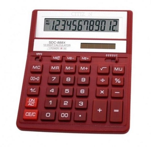 Калькулятор CITIZEN SDC-888 XRD 12р 203х158х31мм червоний 40шт/цп