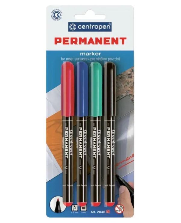 Набір маркерів Permanent  4 цвета Centropen 2846/04/BL 10/100шт/уп