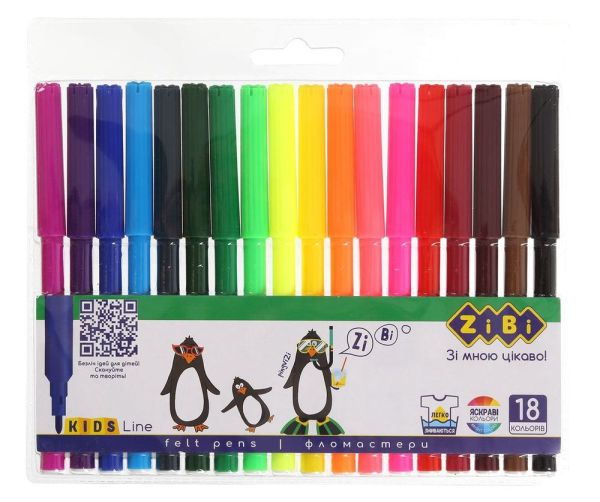 Фломастери 18кольорів ZiBi ZB.2803 KIDS Line 12шт/уп