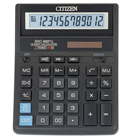 Калькулятор CITIZEN SDC-888 TII 12р 203х158х31мм черний 10/40шт/уп