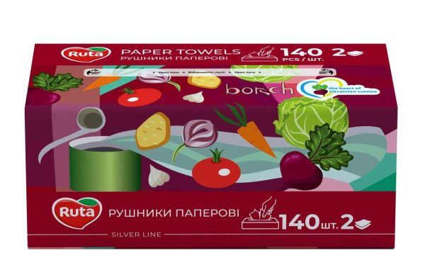 Рушник паперовий V білий 2шари 140арк Ruta 15шт/ящ
