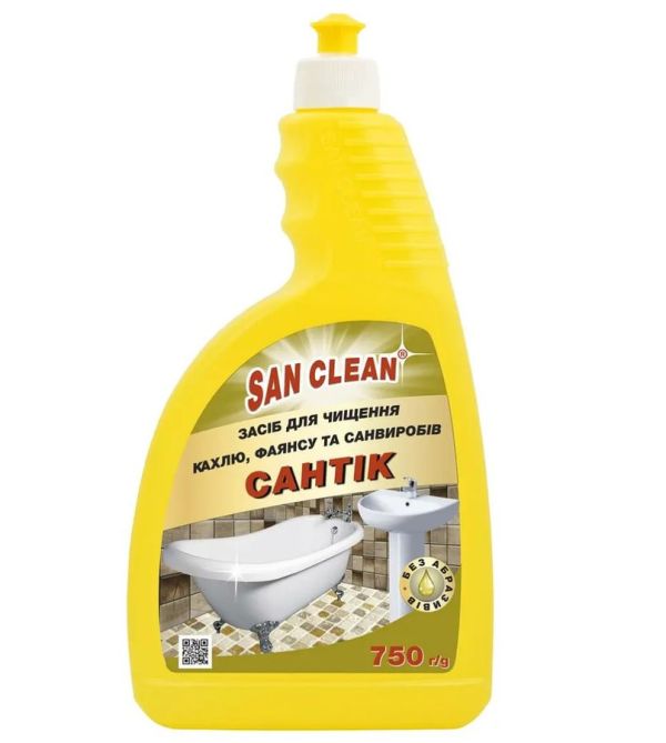 Средство для чистки поверхностей ванной комнаты San Clean Сантик запаска 750мл 12шт/уп