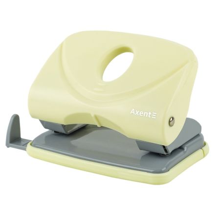 Дырокол 20л пластиковый с линейкой Axent 3820-08-a Welle-2 Pastelini желтый 12/96шт/уп