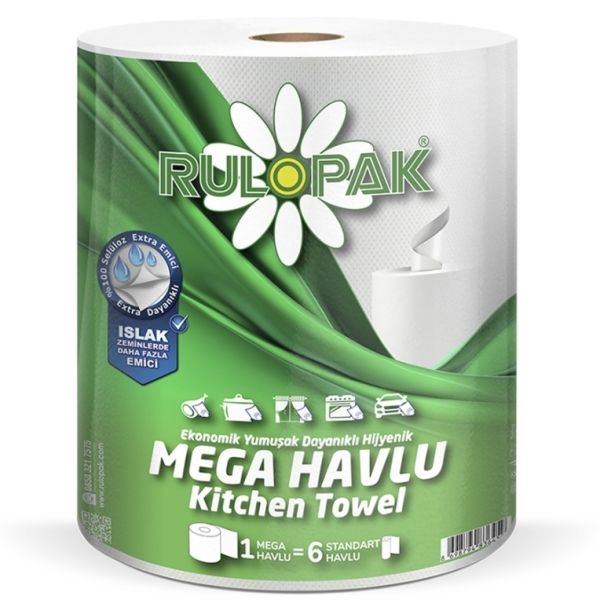 Рушник паперовий білий 2шари 120м Rulopak 6шт/уп