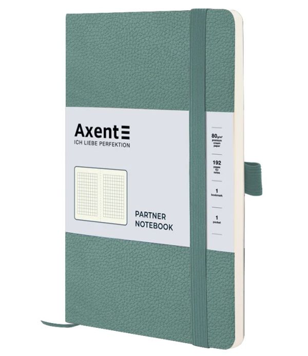 Книга записна Partner 125*195мм 96 арк. клітинка на гумці Axent 8616-48-a сіро-лазурний 12шт/уп