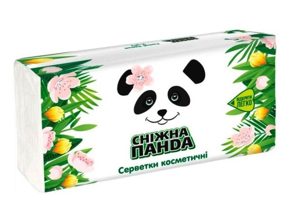 Серветки косметичні 2шари 150шт Сніжна панда п/е