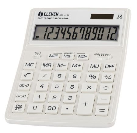 Калькулятор ELEVEN SDC-444XRWHE 12р 204x155x32мм белый 40шт/уп