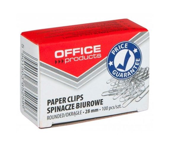 Скріпки 28мм 100шт нікельовані заокруглі OFFICE PRODUCTS 18082815-19 10/500шт/уп