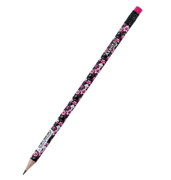 Олівець графітний  НВ Axent 9009/36-14-a LA Floral Black 36/432шт/уп