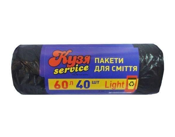 Пакет для сміття 60л 60*70 40шт Кузя Service 25шт/уп