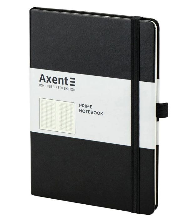 Книга записна Partner Prime  145*210мм 96 арк. клітинка на гумці Axent 8305-01чорна
