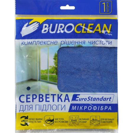 Салфетка микрофибра 60*50см 1шт Buroclean EuroStandart универсальная 100шт/уп