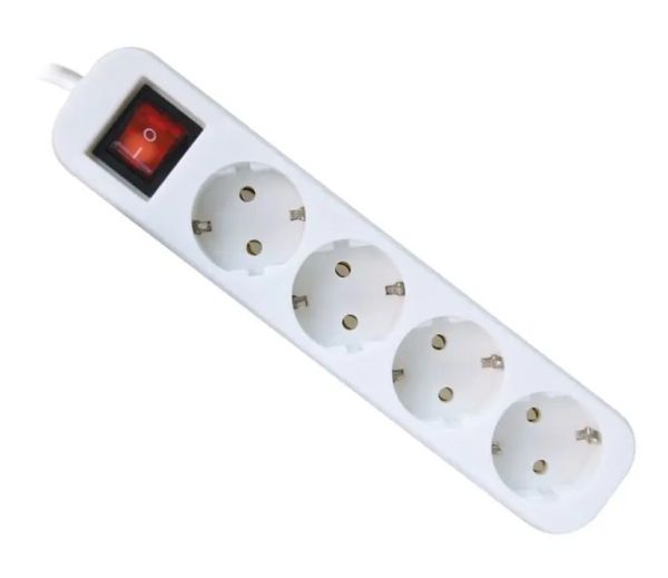 Мережевий фільтр 1.8м вимикач/запобіжник 4 EUR розетки білий DEFENDER S418 (992370)