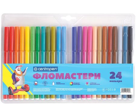 Фломастери 24кольори CENTROPEN 7790/24 tп 12шт/уп