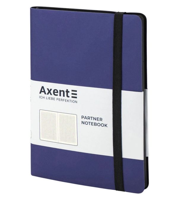 Книга записна Partner Soft 125*195мм 96 арк. клітинка на гумці Axent 8206-38-a темно-синя