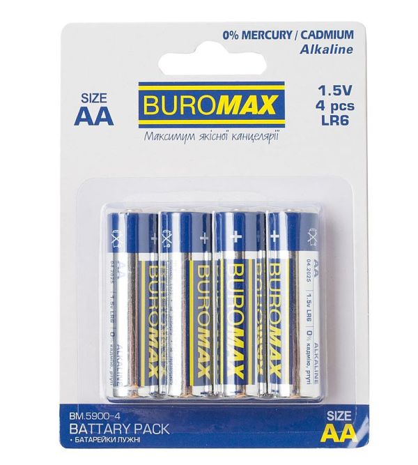 Батарейка LR-06 1х4шт Buromax BM.5900-4 12/120шт/уп