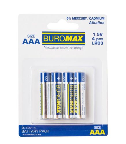 Батарейка LR-03 1х4шт Buromax BM.5901-4 12/120шт/уп