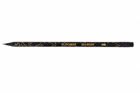 Олівець графітний НВ BM.8529 BLACK ZODIAC з гумкою корпус чорний 144шт/уп