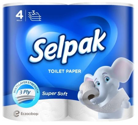 Туалетний папір білий 3 шари 4 шт Selpak