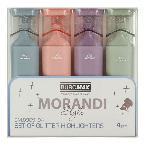 Набір маркерів текстових 4 кольори BM.8909-94 Morandy Glitter 12шт/уп