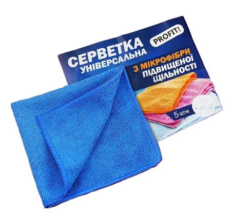 Серветка 30*30см мікрофібра 5шт Profit Pro 50шт/уп