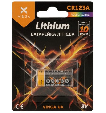 Елемент живлення CR123A Vinga Lithium BLI 1шт