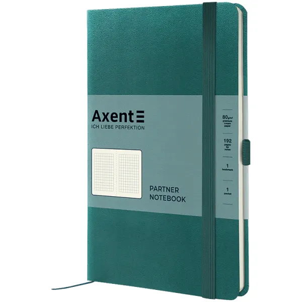 Книга записна Partner 125*195мм 96 арк. клітинка на гумці Axent 8201-63 лазурна 12шт/уп