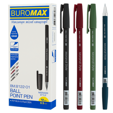 Ручка кулькова Buromax BM.8122-01Morandi Style синя 12/1728шт/уп