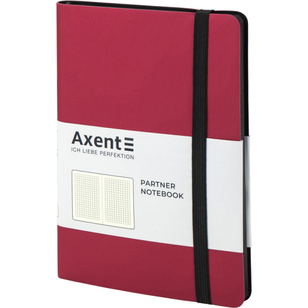 Книга записна Partner Soft 125*195мм 96 арк. клітинка на гумці Axent 8206-02-a червона